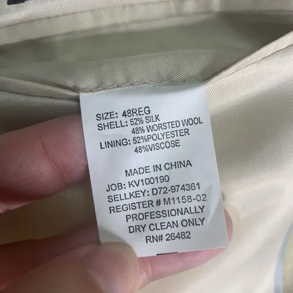 Roundtree & Yorke Silk Worsted Wool Sport Coat Mens Size 48R Beige NWT $199 - Picture 7 of 9